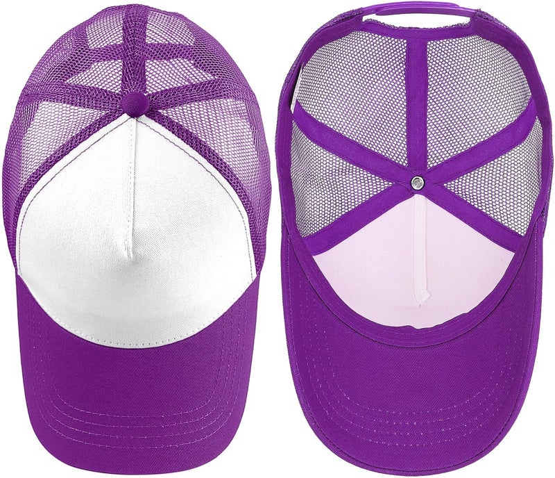Falari 5-Panel Mesh Baseball Cap, Trucker Hat, Structured Plain Design, Cotton, Adjustable Size - Image 4